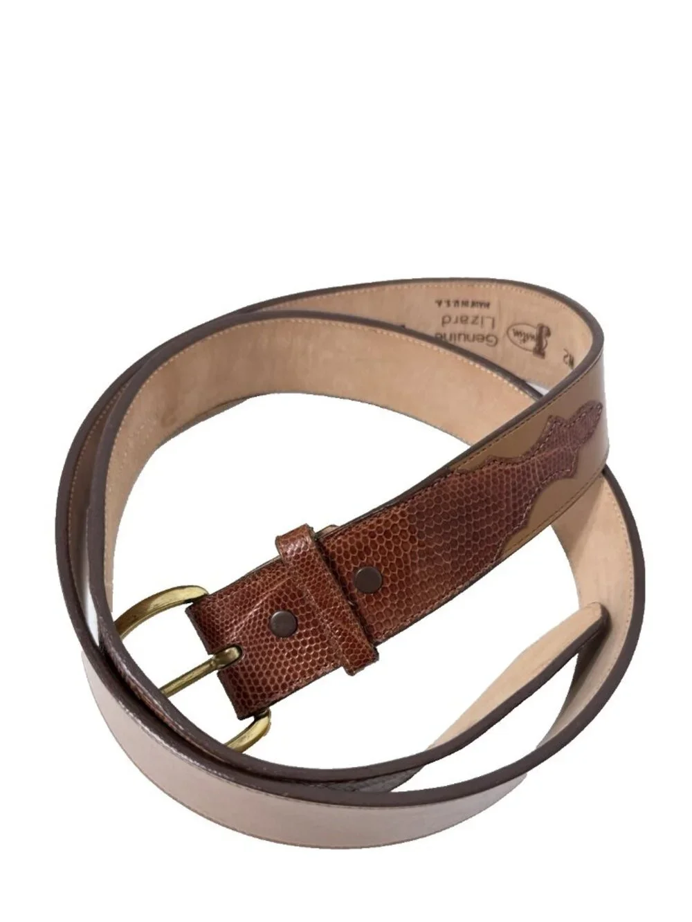 Justin Leather Western Belt Tan/Brown Buckle Size 42